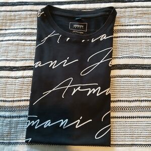 Armani Jeans Black Tee with White Script